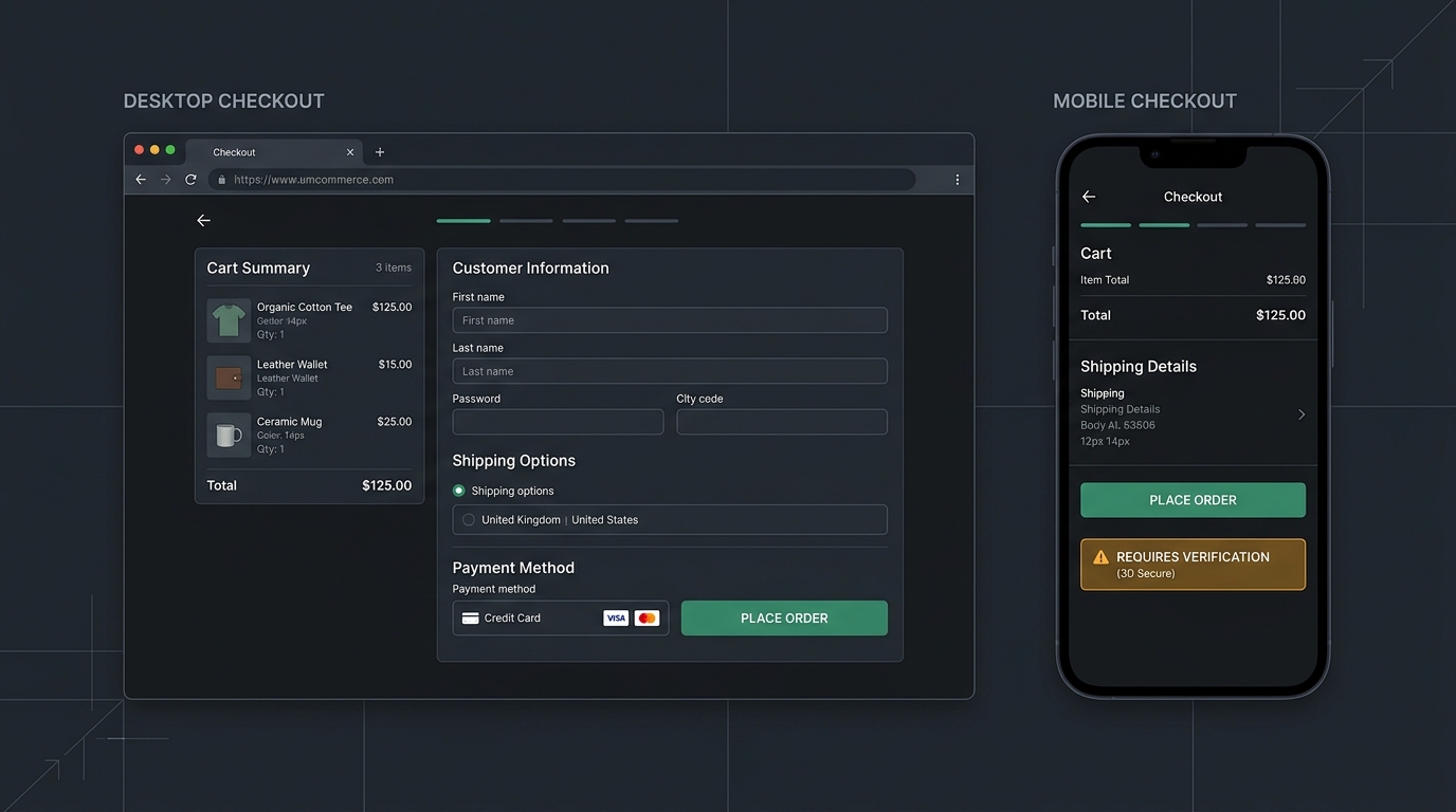 Desktop versus mobile checkout interface comparison